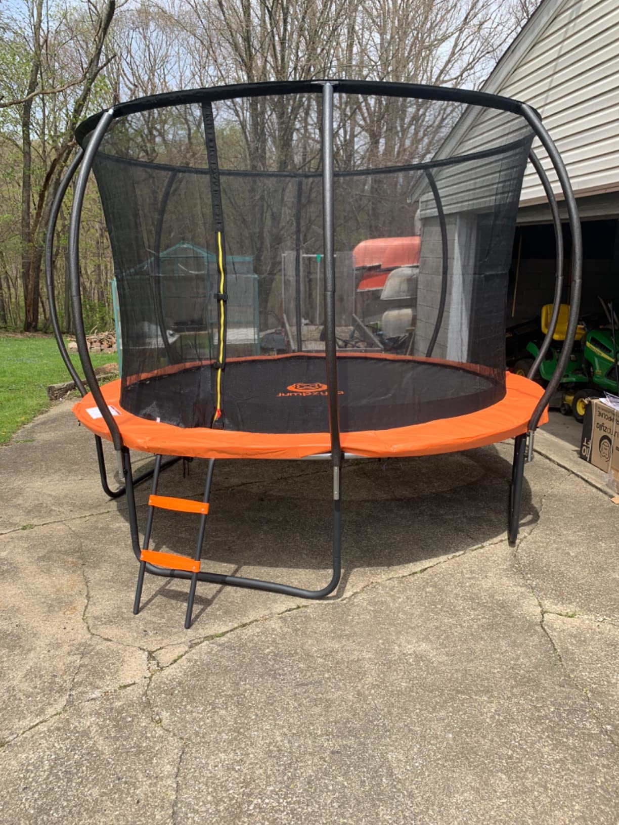 JUMPZYLLA Trampoline 8FT 10FT 12FT 14FT 15FT 16FT Trampoline with Enclosure - Recreational Trampolines with Ladder and AntiRust Coating, ASTM Approval Outdoor Trampoline for Kids