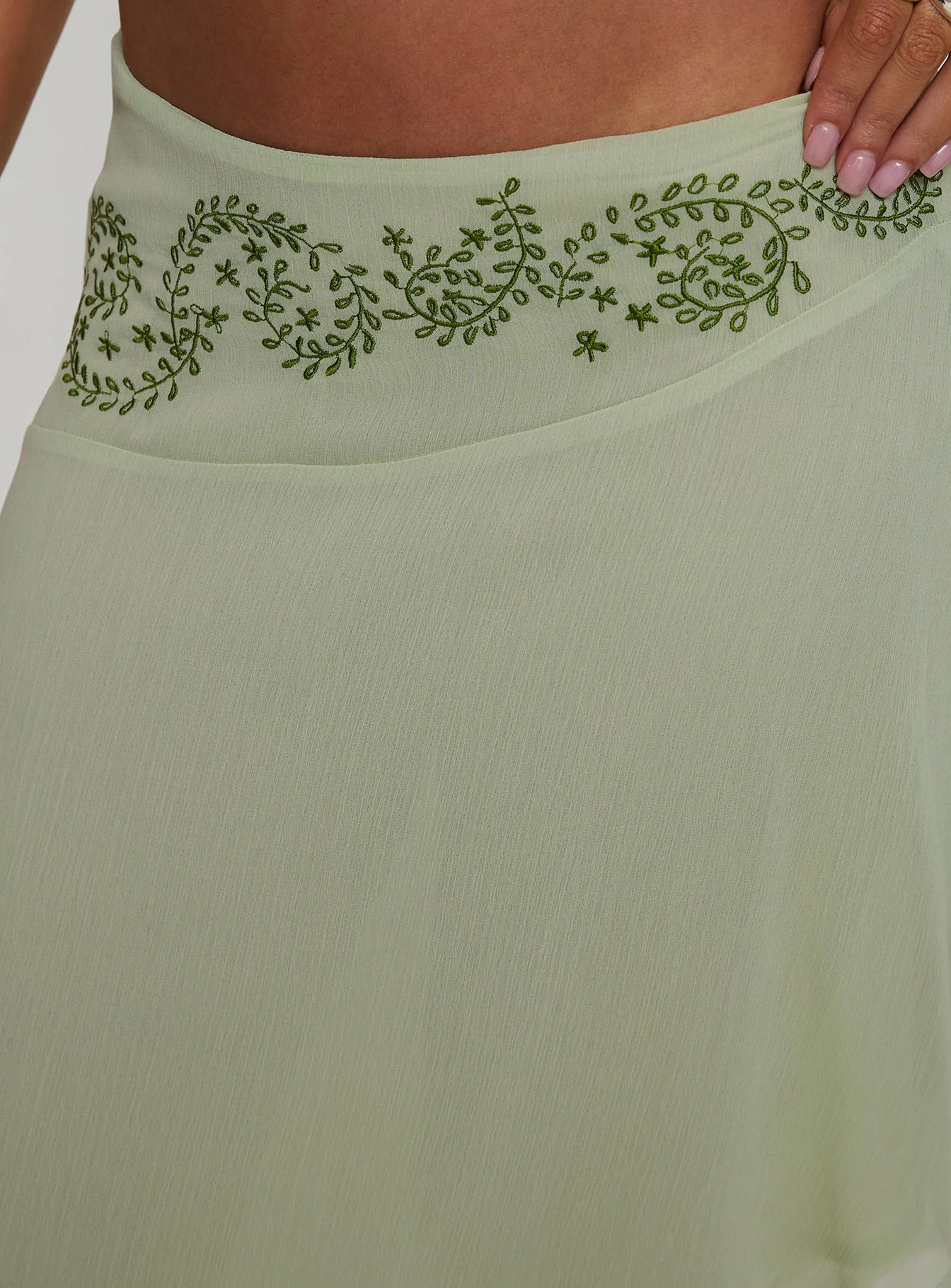 Pappilion Asymmetrical Midi Skirt Sage