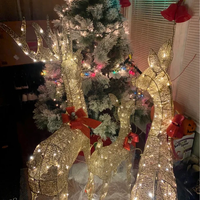 【Décor】【BS】3 Piece Christmas Deer Light Display Set