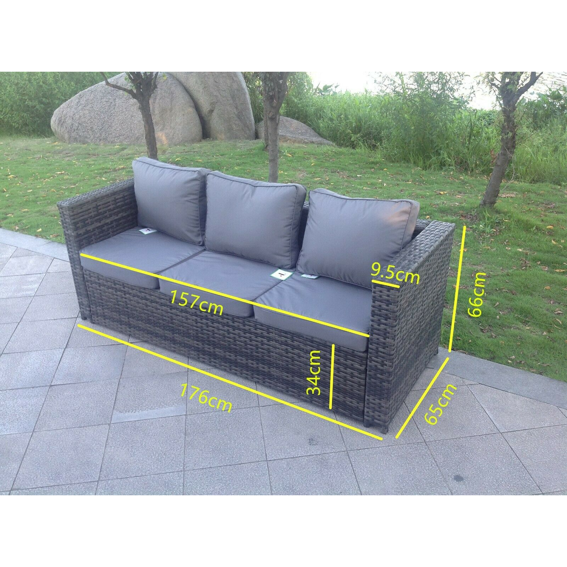 Wicker Rattan Garden Furniture Raised Table Setting Footrest Dark Grey Mix