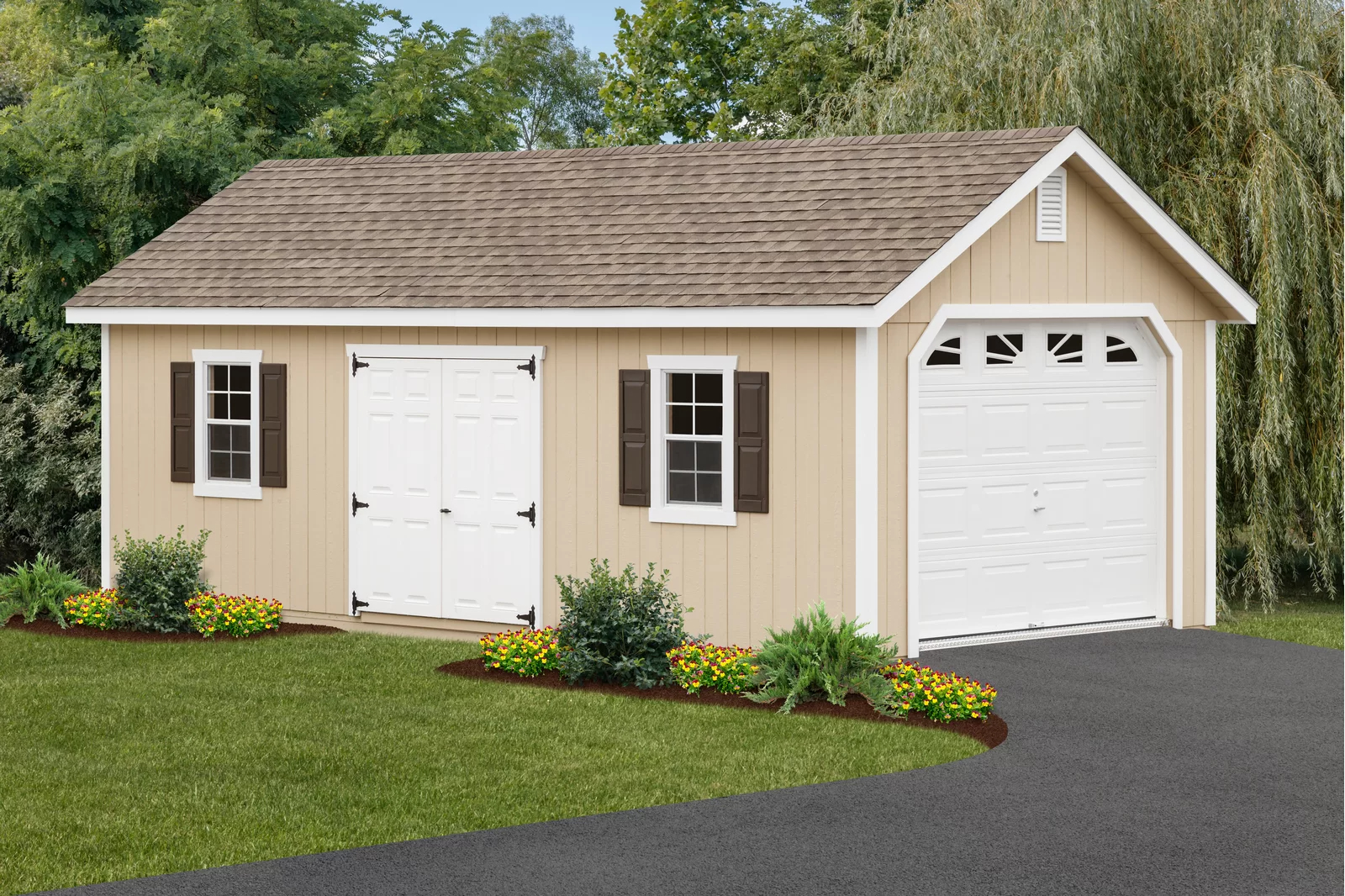 【Storage Shed】12 ft. W x 26 ft. D Solid Wooden Garage Shed