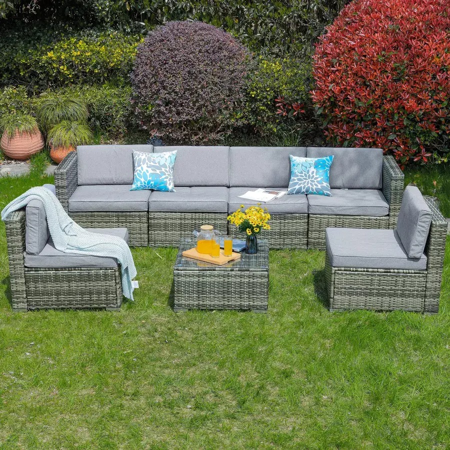 【Furniture】【BS】7 Piece Outdoor Patio Furniture Set