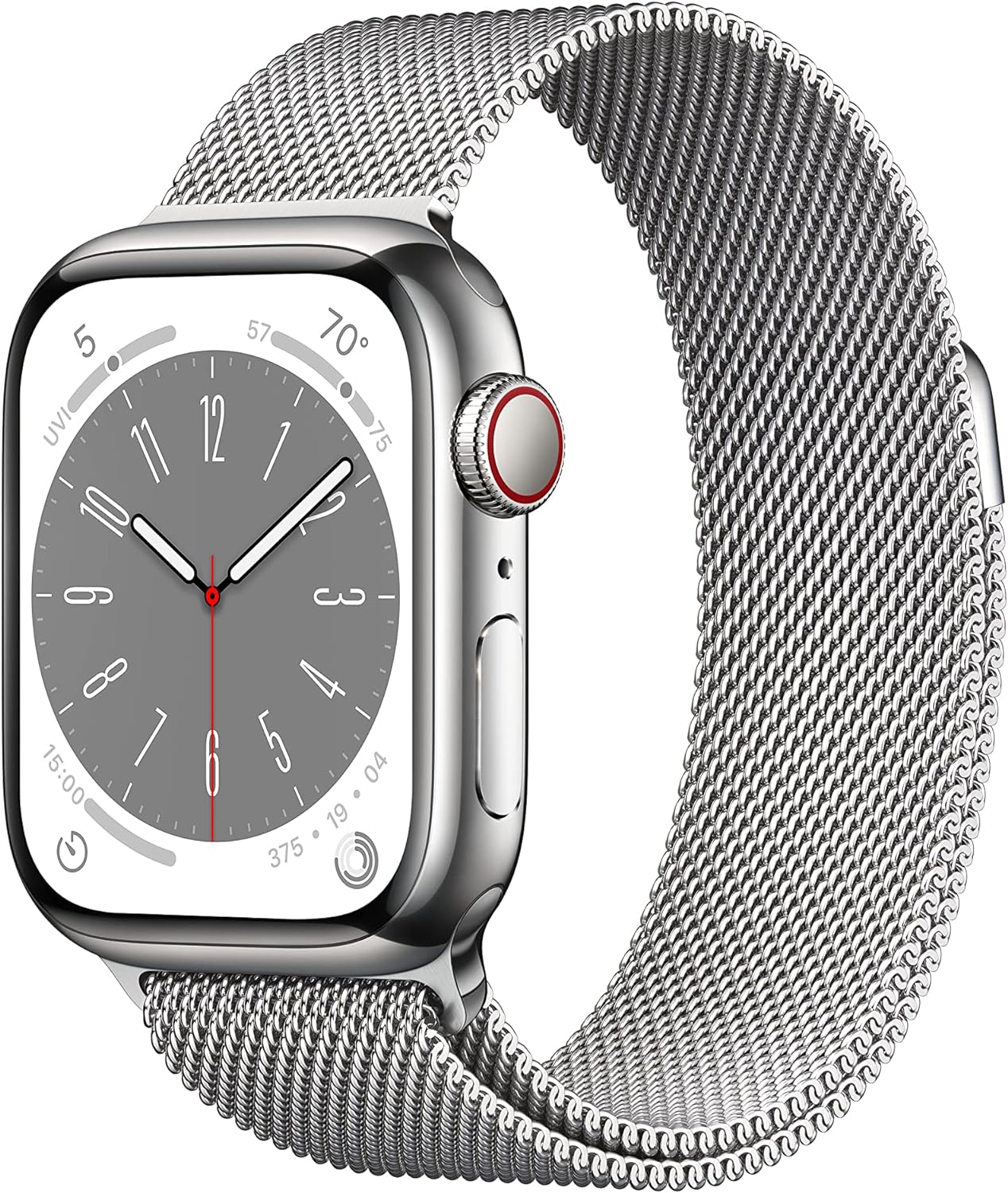 Apple Watch Series 8 (GPS) Smartwatch - (Product) Aluminum Case with (Product) Sport Band - Regular. Fitness tracker, blood oxygen and EKG app, waterproof