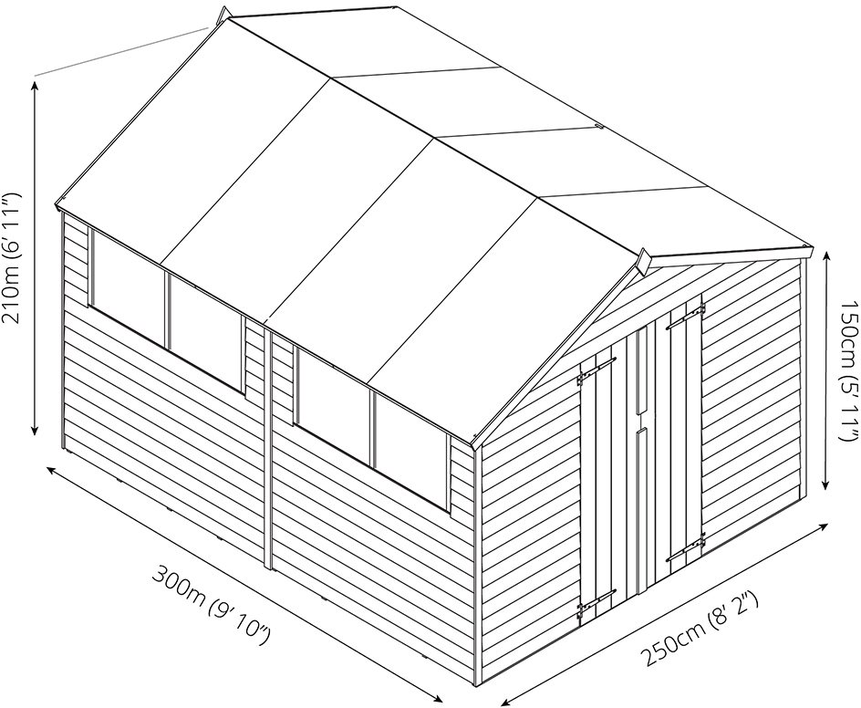 Mercia Overlap Vertex No Window Shed 10X8