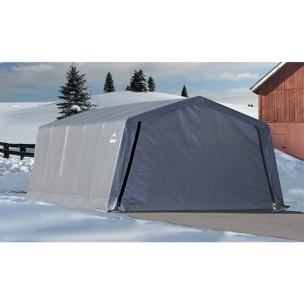 ShelterLogic Peak Style Garage-in-a-Box, Grey, 12 x 20 x 8 ft