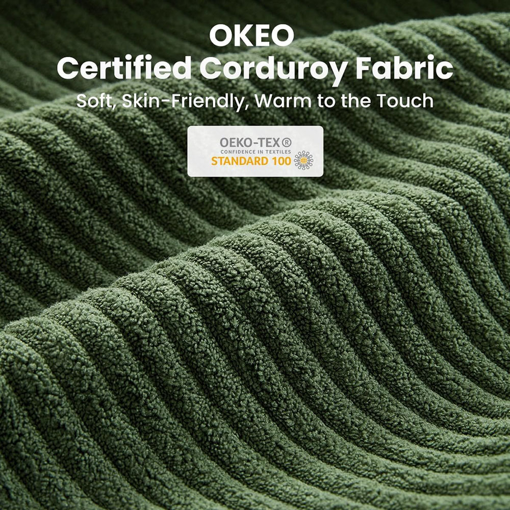 CHIC HOUSE Corduroy Sectional Couch with Ottoman Chaise, L Shaped 4-seat Sofa