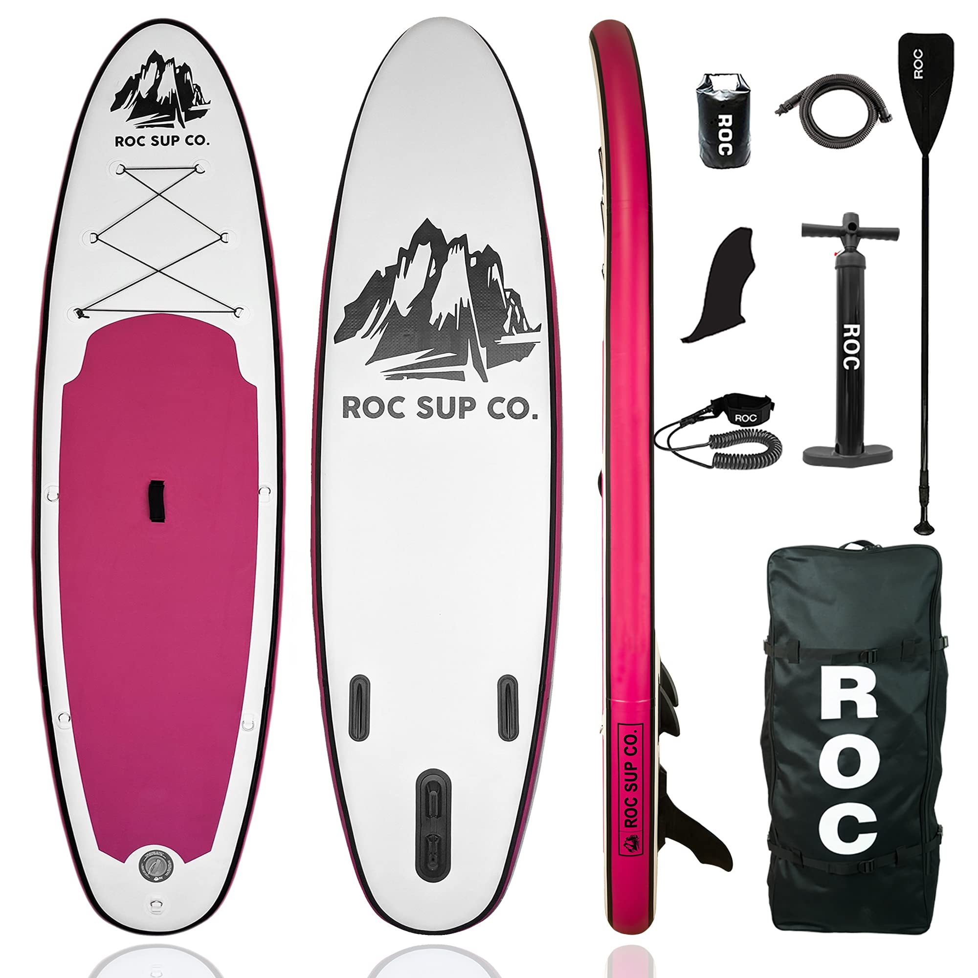 Roc Inflatable Stand Up Paddle Board with Premium sup Accessories & Backpack, Non-Slip Deck, Waterproof Bag, Leash, Paddle and Hand Pump